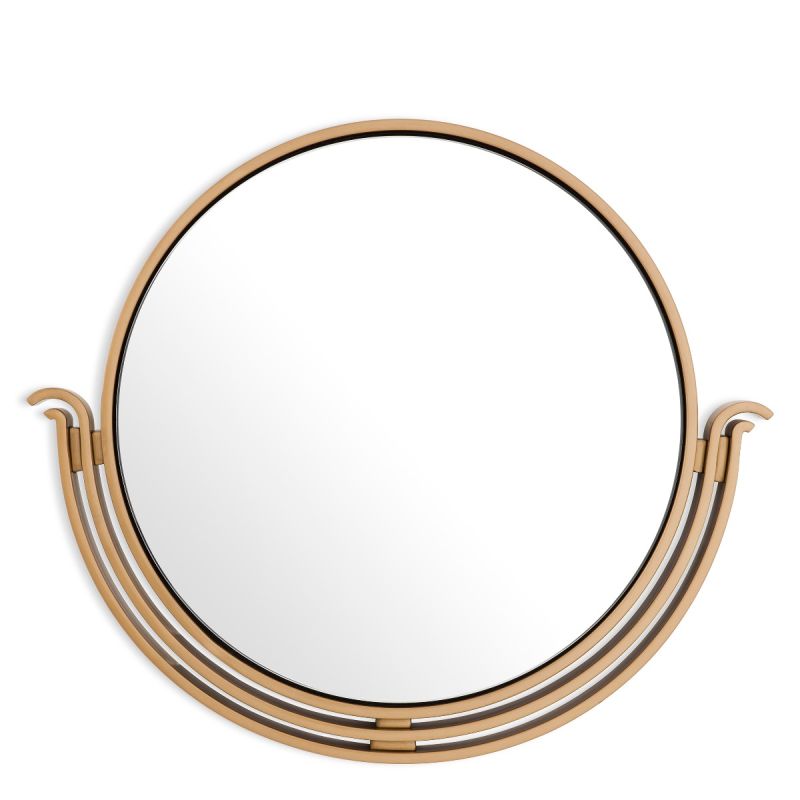 Stunning and stylish round mirror with brass finish