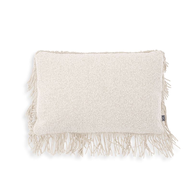 Delightful and charming rectangular cushion with cream fringe detail