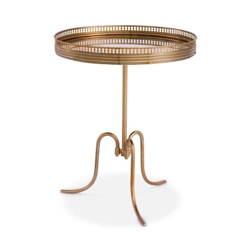Antique style round side table with brass body