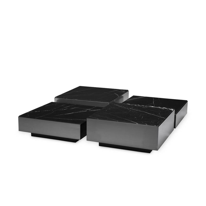 Black marble top dimensional coffee tables