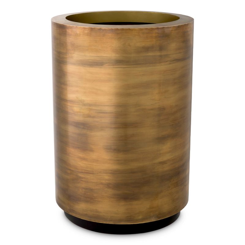 Elegant round planter in vintage brass