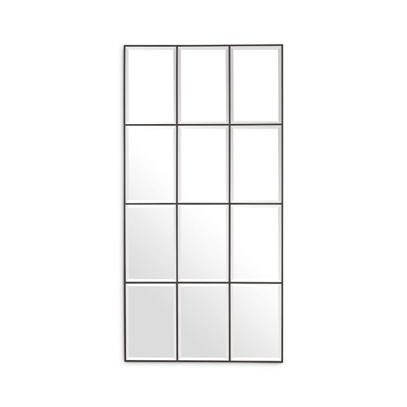 Minimal window-style wall mirror available in bronze, nickel and brass