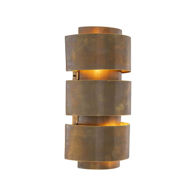 Stylish, modern brass wall light with vintage brass finish