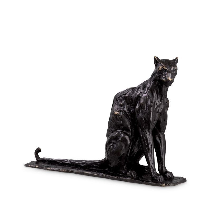 Stoic panther sculpture crafted from bronze