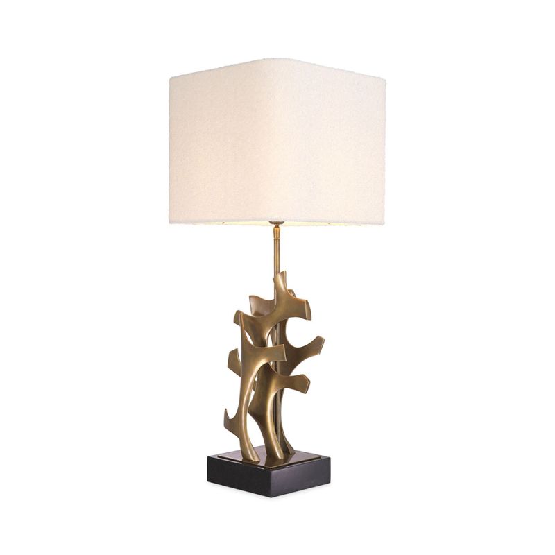 Glamorous sculptural table lamp in brass or bronze finish