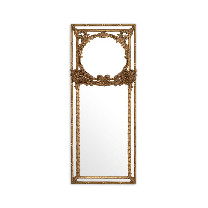 A hand-crafted French-style wall mirror by Eichholtz with an antique gold finish