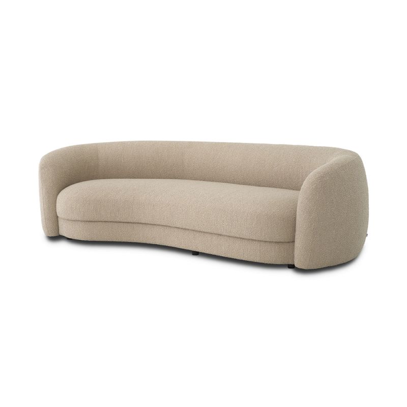 Stunning rounded sofa with boucle upholstery