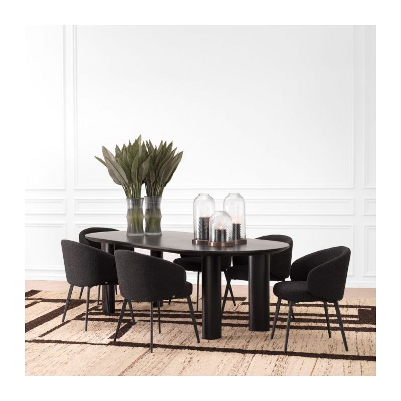 Sleek and plain black wooden dining table