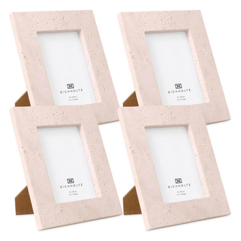 Natural off-white/beige stone picture frames in set of 4