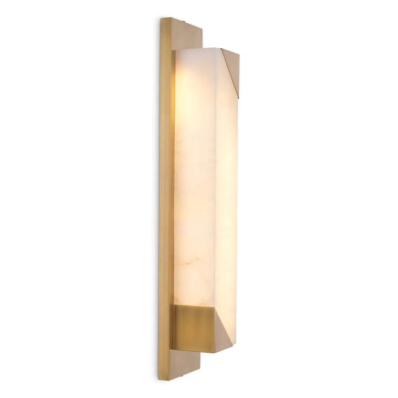 Brass wall light with cube alabaster light