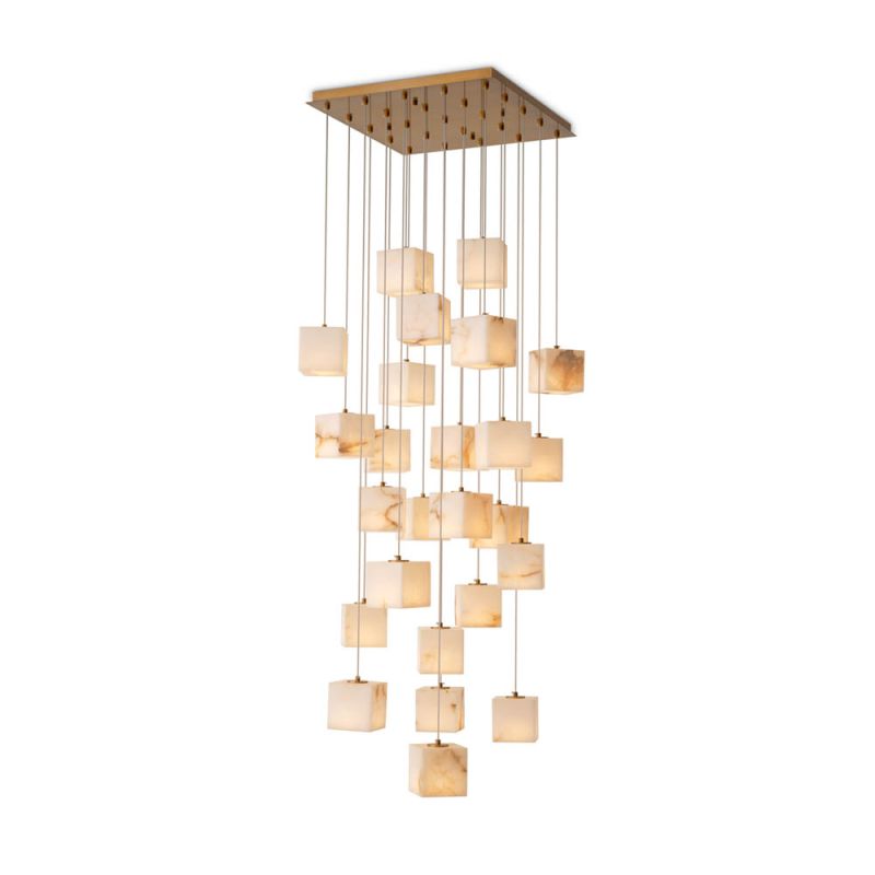 Glamorous chandelier with alabaster cube shades