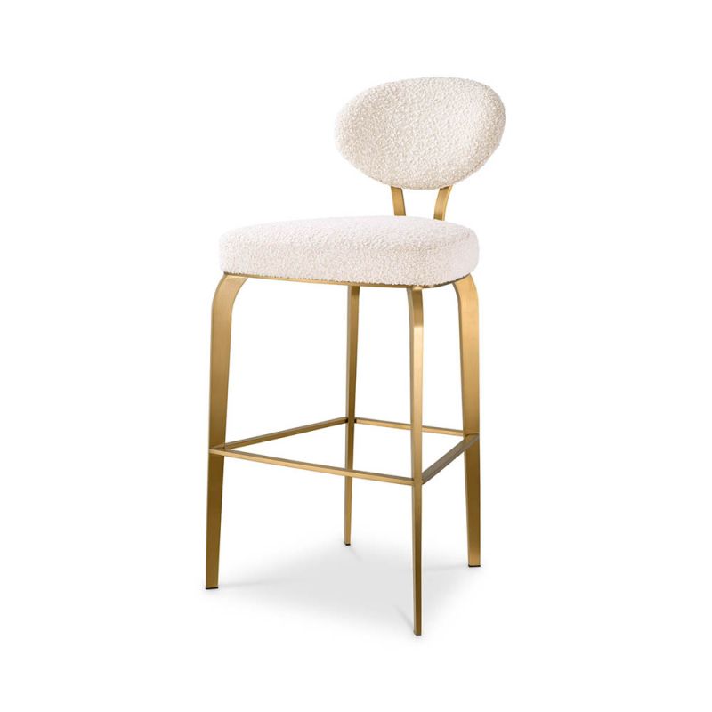 Opulent boucle stool with brass frame