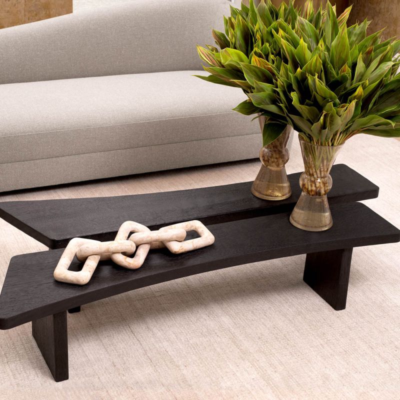 tapered and narrow coffee table with black wood finish