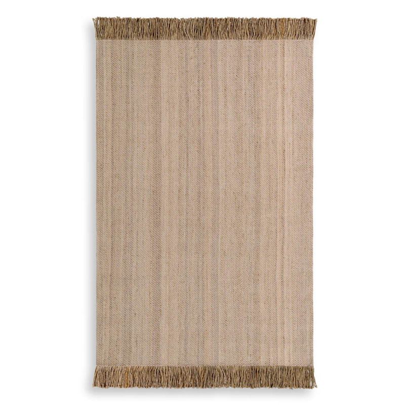 Large natural jute rug with fringe detail 