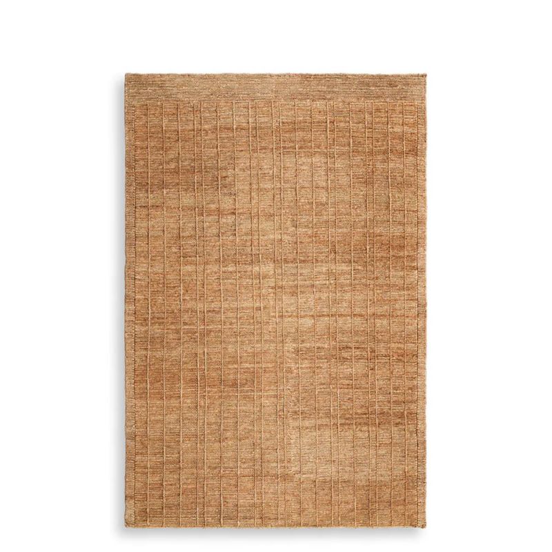 Hand knotted rug with a flat weave crafted from jute