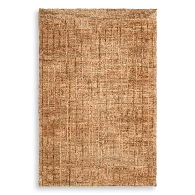 Large hand knotted rug with a flat weave from jute