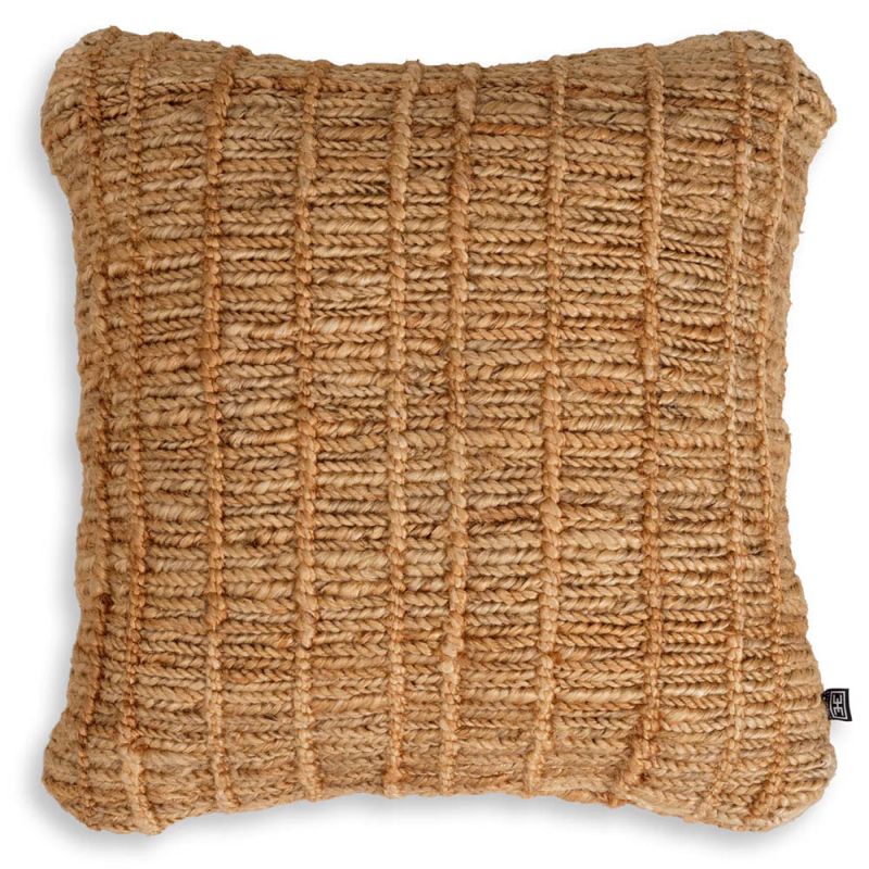 Hand-knotted, natural jute flat weave cushion
