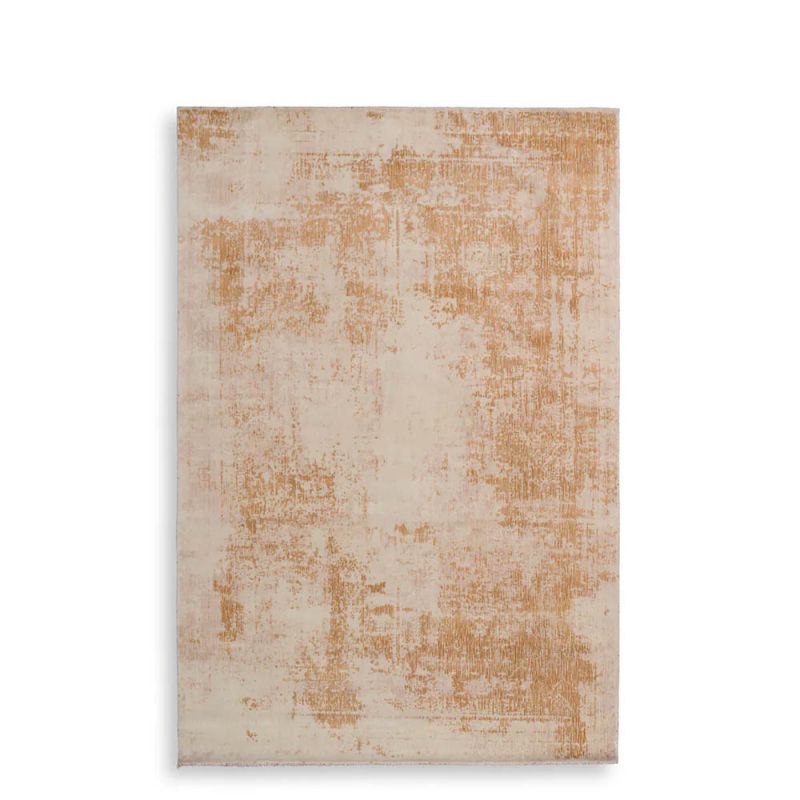 Loom-knotted rug with distressed beige pattern 
