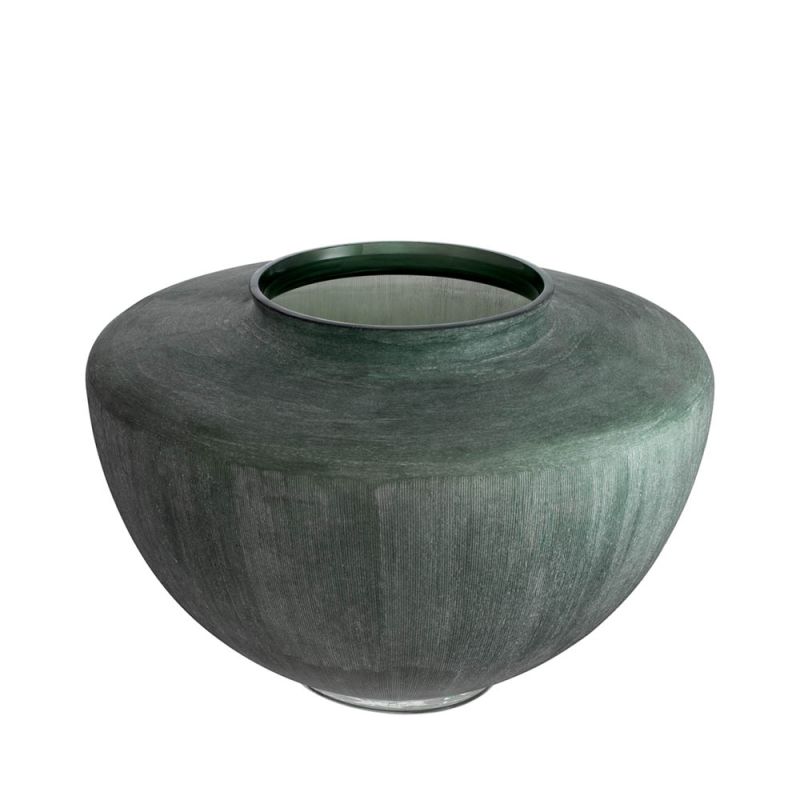 Green handblown glass vase
