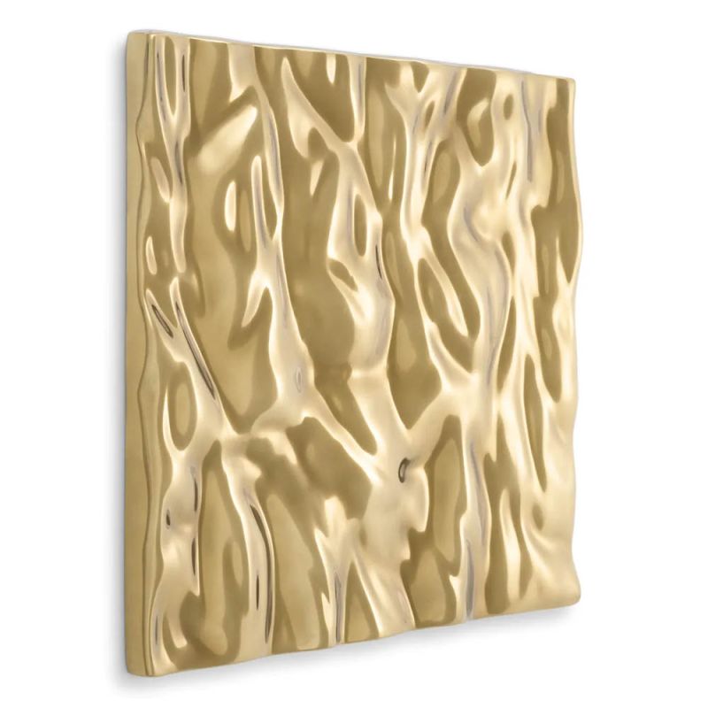 Wave-style textural gold wall object 