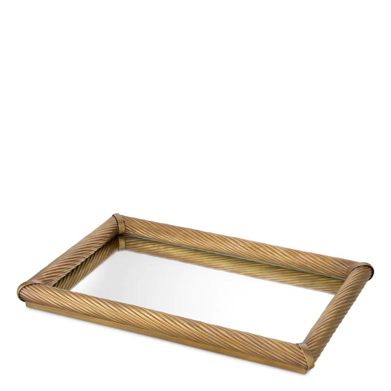 Tray with mirrored base and gold frame