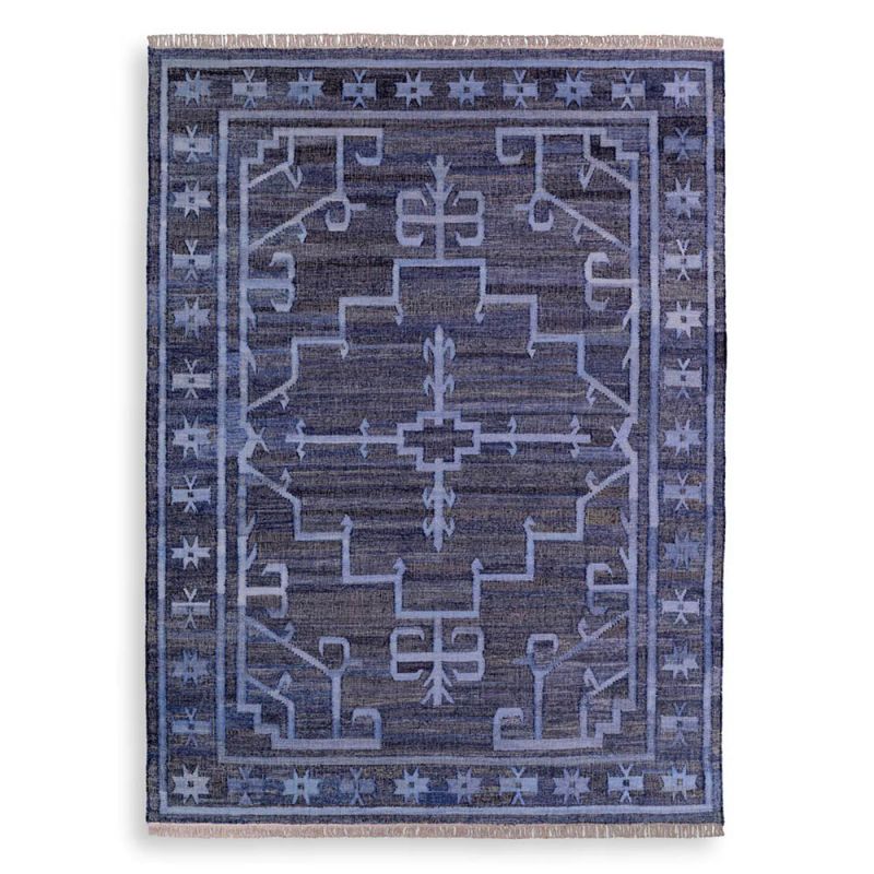 Large blue rug with flat weave of recycled cotton denim