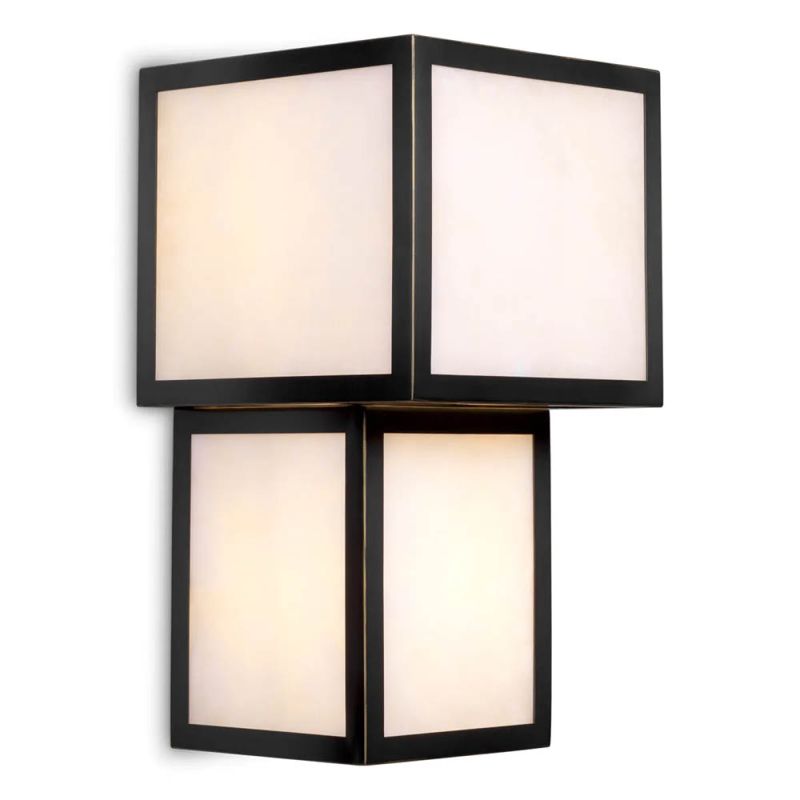 Cubist wall light with black bronze edges