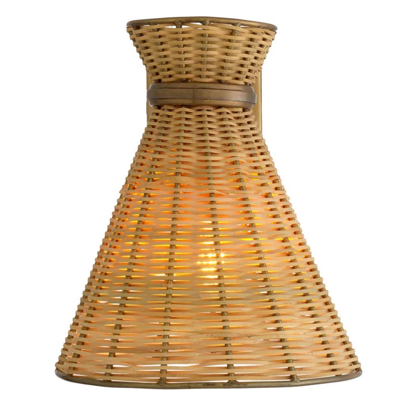 Wall lamp with rattan shade