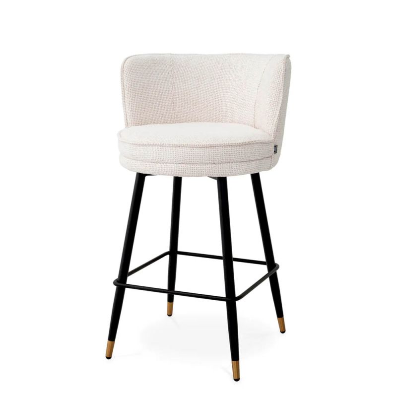 Wrap around back counter stool in sumptuous lyssa off-white upholstery