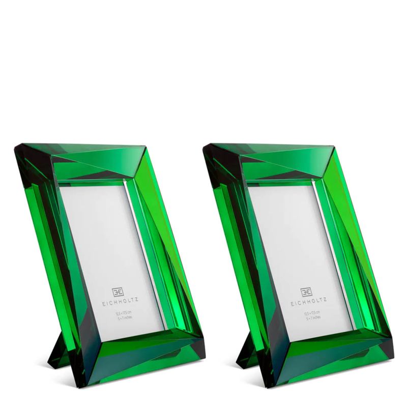 Green crystal glass picture frames in large