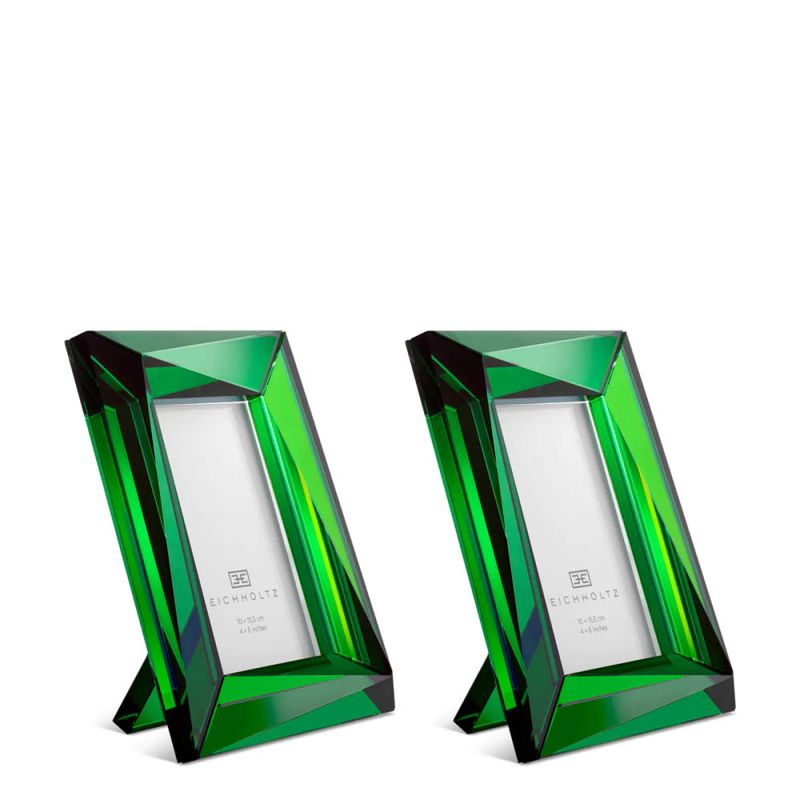 Green crystal glass picture frames in small