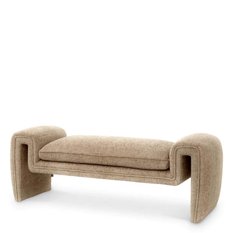 A modern bench by Eichholtz with a stunning sand coloured upholstery