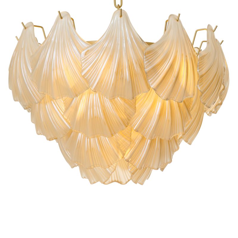 Tiered style chandelier feature stunning glass shells
