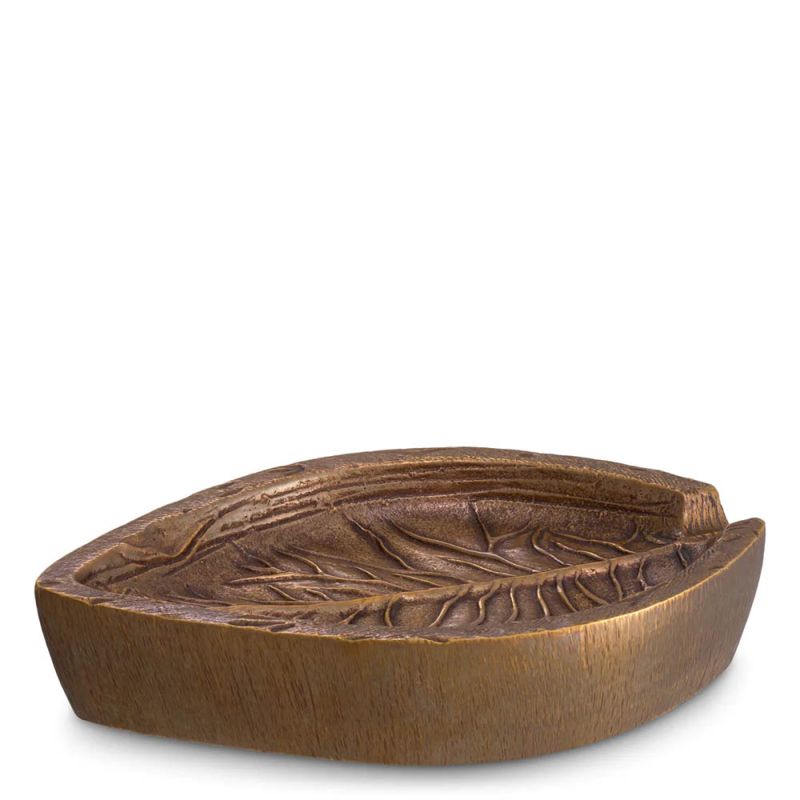 Luxury vintage brass bowl with leaf detail