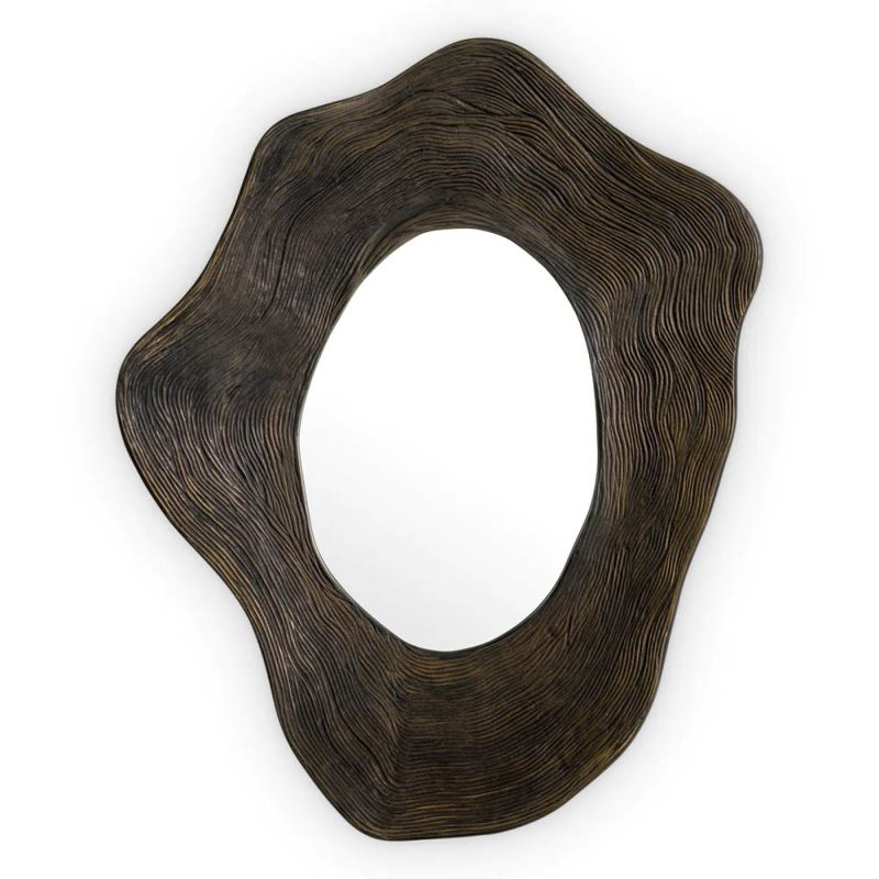 Mirror with bronze frame in rounded abstract design