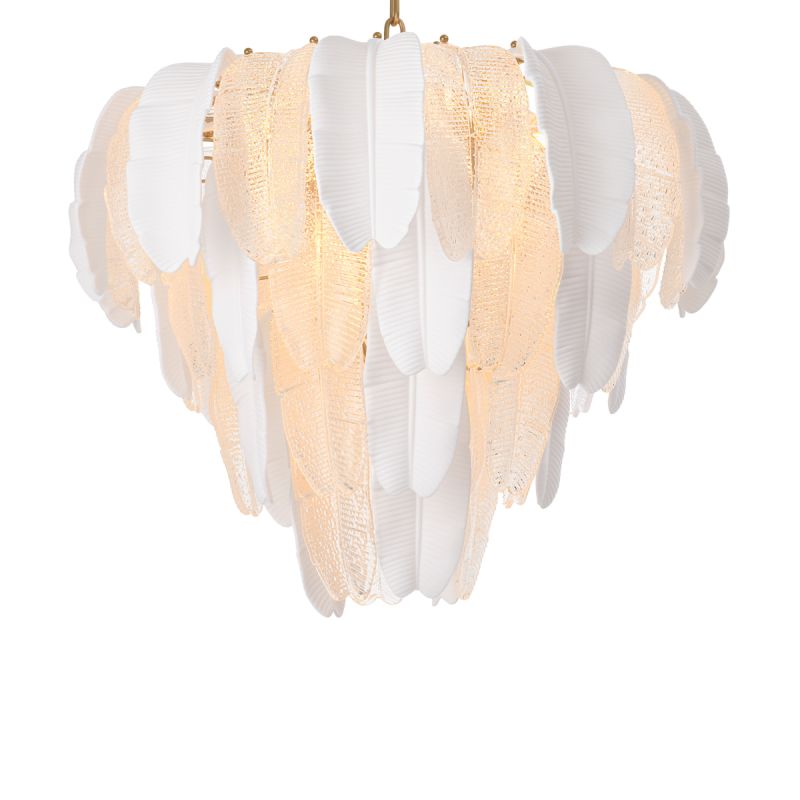Inspired by the banana tree, the Saint Lucia Chandelier blends ceramic and textured glass, creating a unique and elegant focal point.