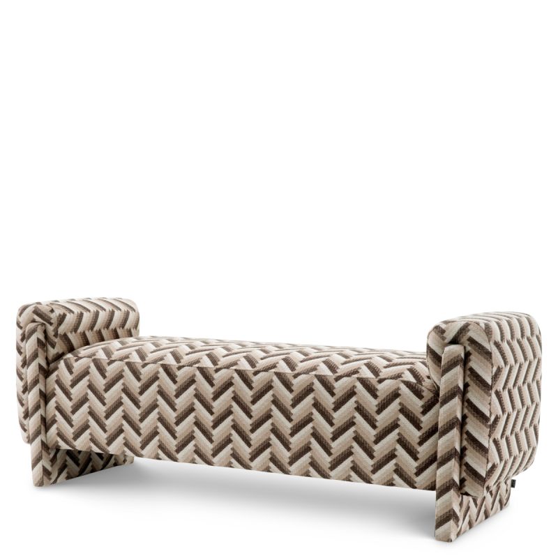 Contemporary style bench featuring geometric green design