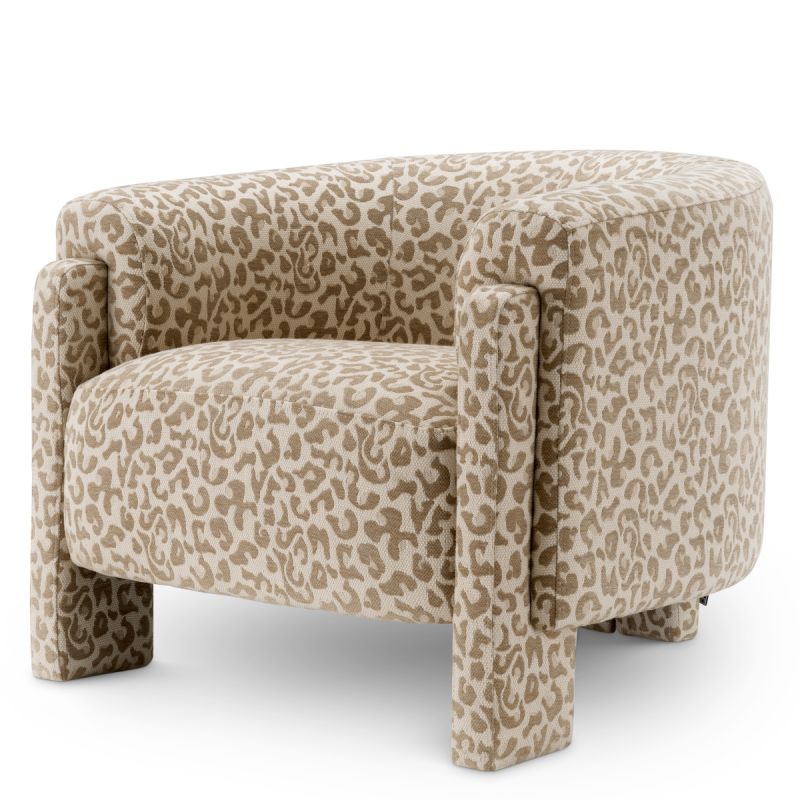 Stylish chair with curved back in luscious leopard print