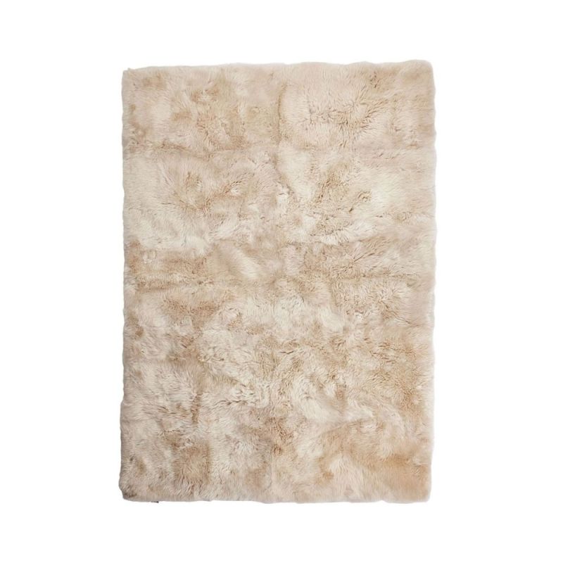 Fluffy New Zealand sheepskin rug in linen