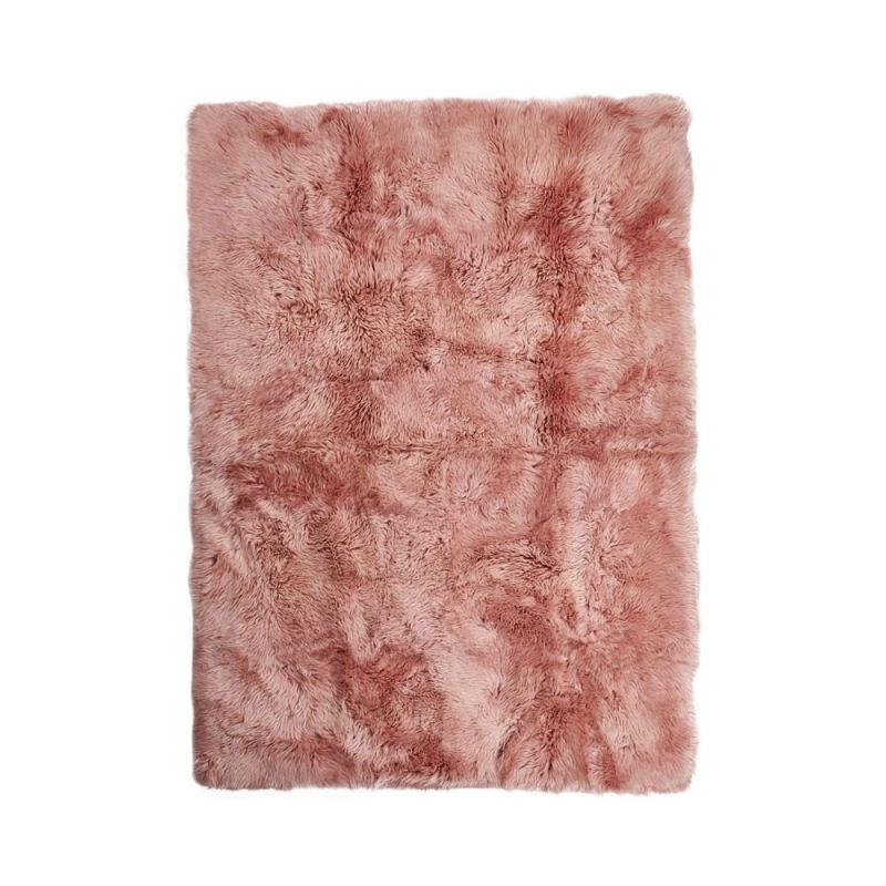 Fluffy New Zealand sheepskin rug in rose