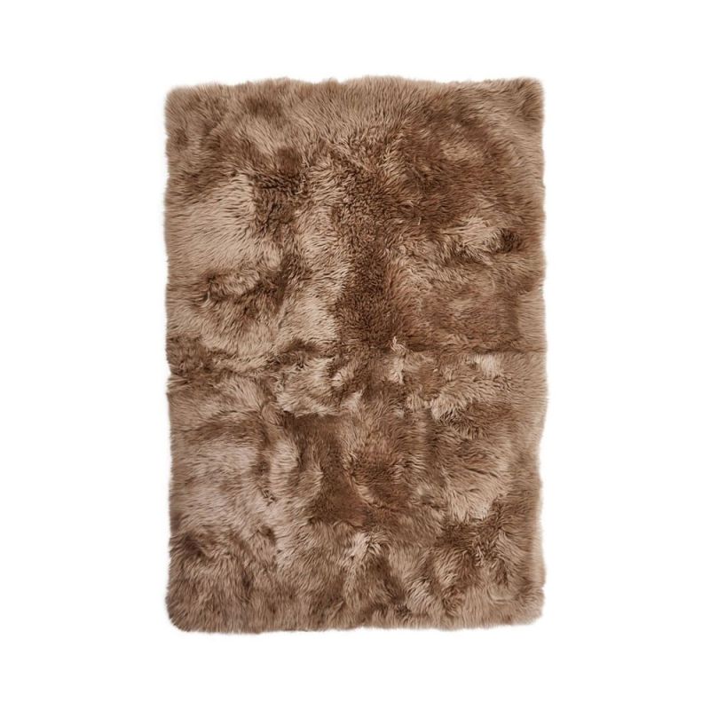 Fluffy New Zealand sheepskin rug in taupe