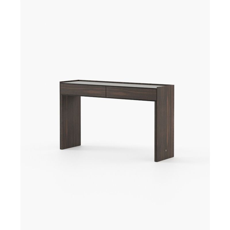 Brown console table with two drawers