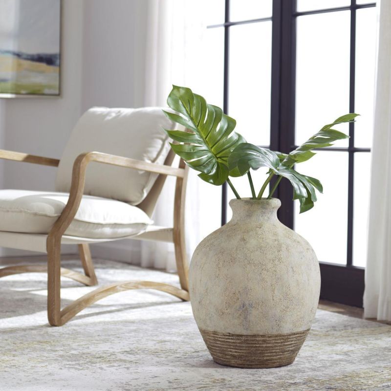 Large round rustic ceramic vase