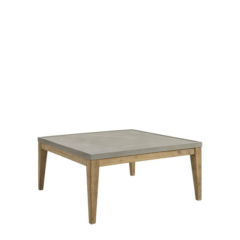 Concrete top coffee table with light wooden legs