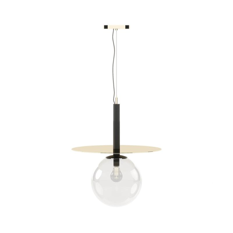 Metal structure ceiling lamp with large pendant