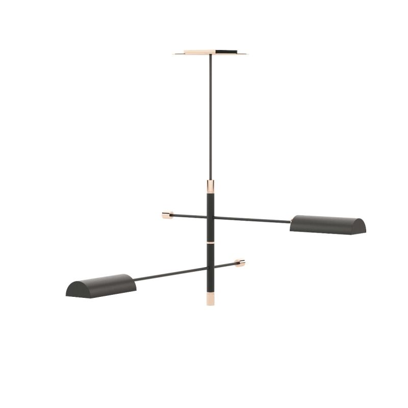 Black iron and copper stainless steel ceiling light with pointed out lampshades