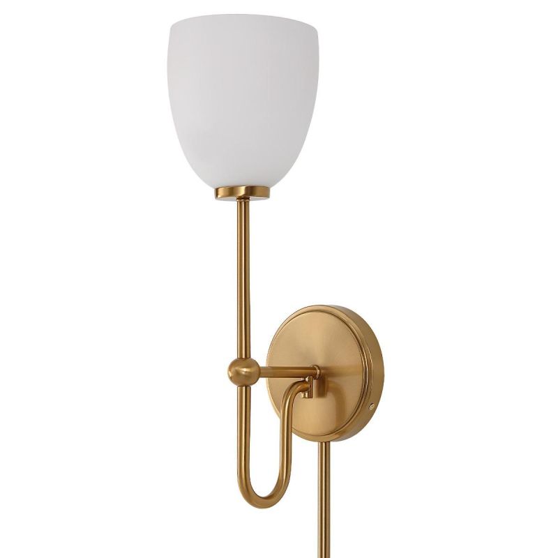 Wall light with slender brass frame