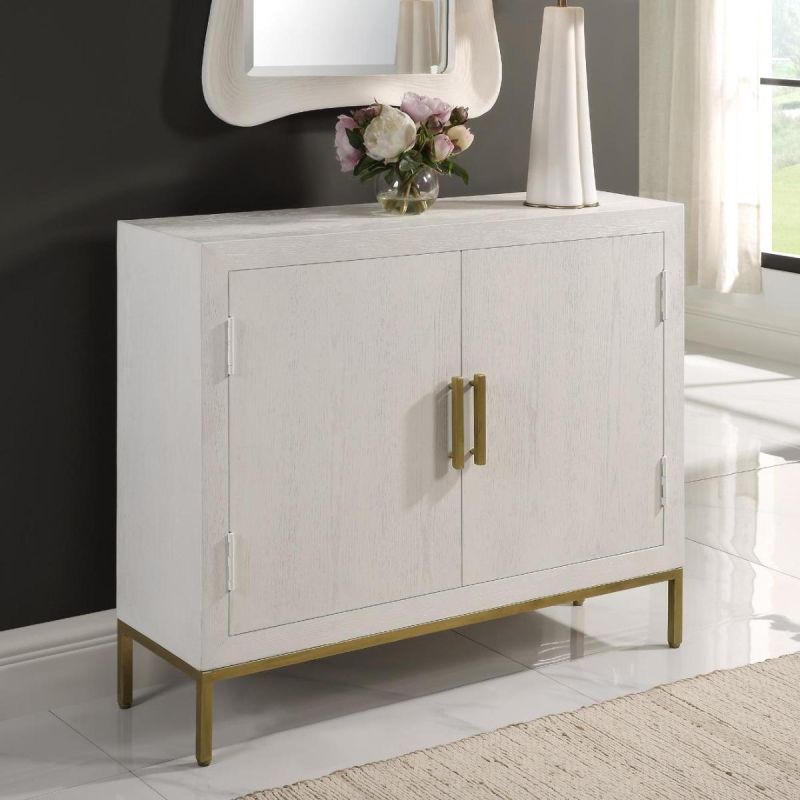 Cabinet with 2 doors and muted gold detailing