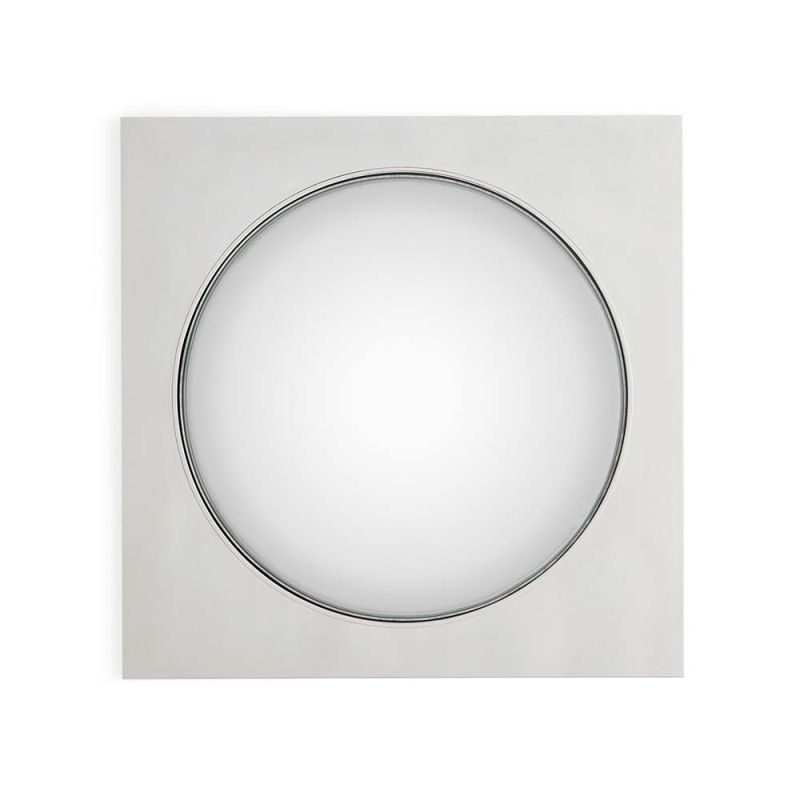 A convex mirror with a nickel frame
