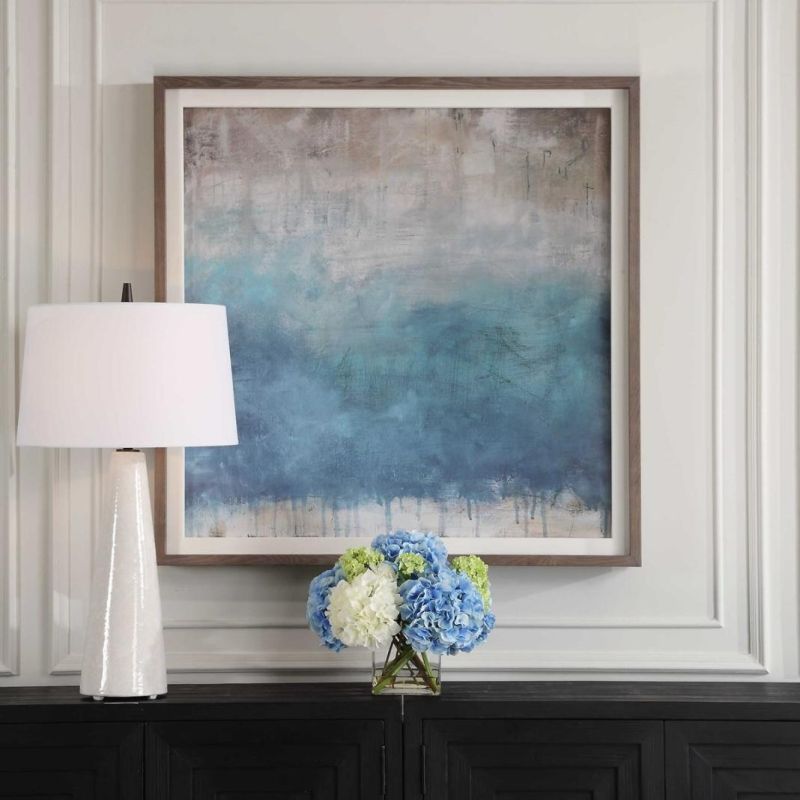 Abstract print composed of mainly blue gorgeously blended.